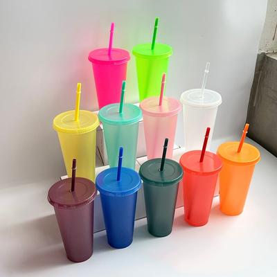 710ml Flash Powder Water Bottles For Girl With Straw Reusable Hard Plastic Tumbler With Lid Coffee Cup Drinkware Christmas Gift