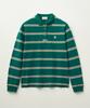 Seteo (W) Striped Pique Polo Long Sleeve Deep Green