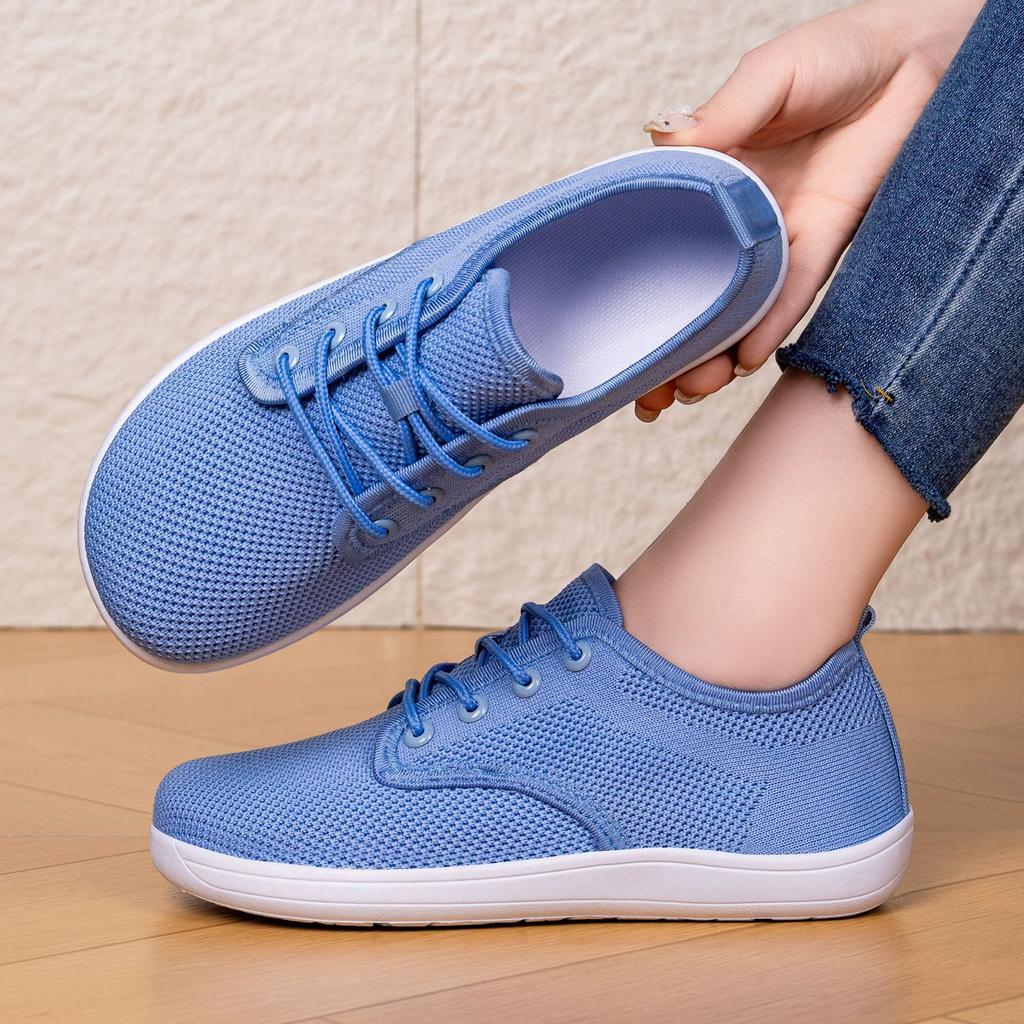 Breathable Knitted Womens Shoes Wide Toe Box Cross Border Comfortable Lightweight Casual Shoes Big Size N Slip