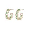 Pin Design Sense C-Shaped Earrings Hollow Geometric Micro-Inlaid Zircon Loop Stud Earrings