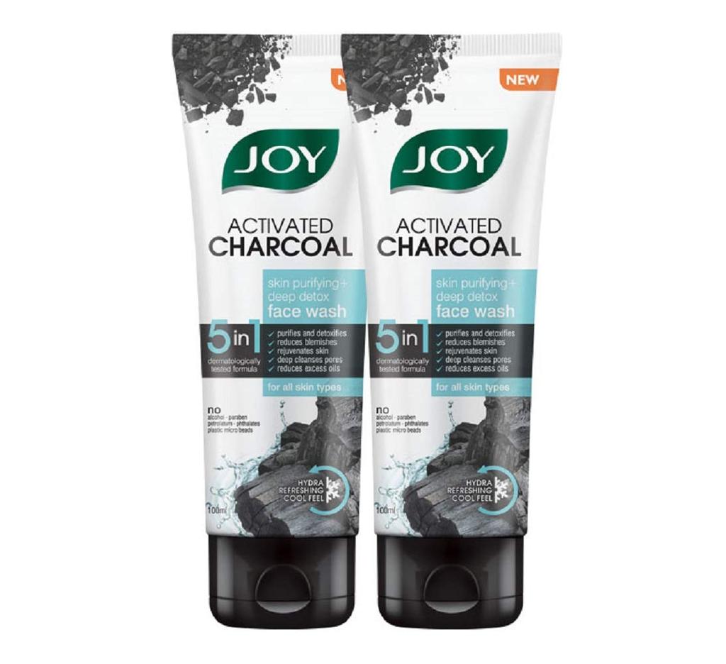 Joy Activated Charcoal Face Wash for Oily Skin 100ml x2 | Deep Cleansing, Oil Control & Blackhead Removal