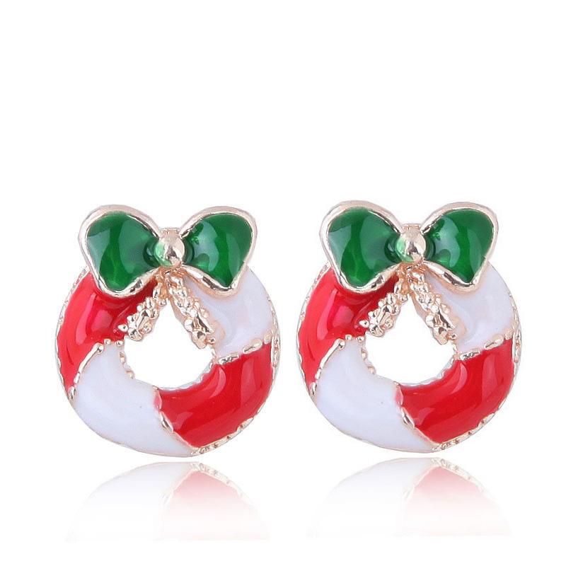 Cute Little Santa Elk Gift Earrings, Flash Diamond Christmas Tree Snowman Earrings