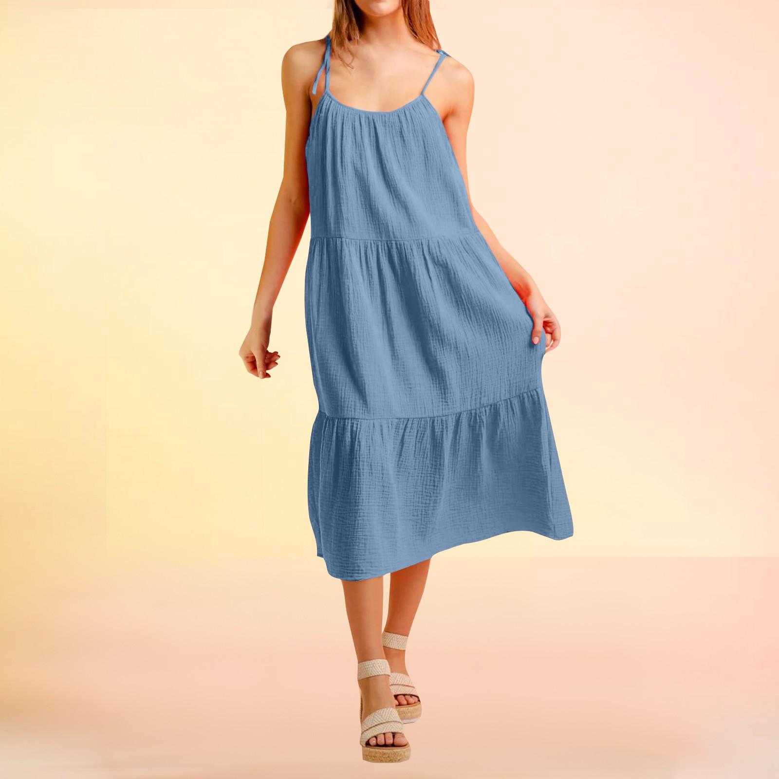 

Женские модные ремни, яркие лоскутные однотонные повседневные платья без рукавов M синий