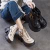Sandale Romane Retro Piele Naturală Platformă Groasă Fermoar Botine Decupate Femei
