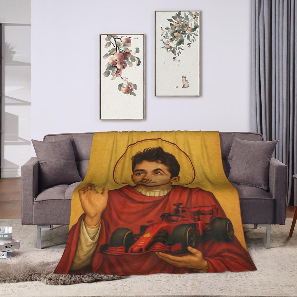 Charles Leclerc Gesù Coperta Divertente Coperta da Viaggio in Flanella per Camera da Letto Morbida Calda Design di Qualità Copriletto Regalo