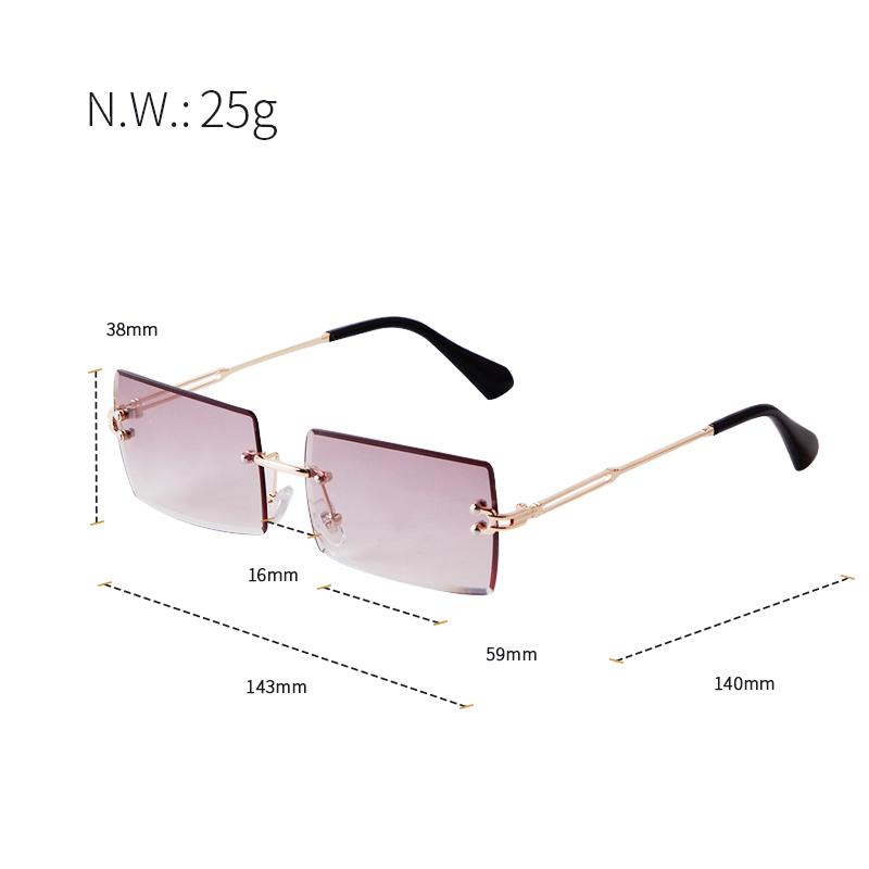 Fashion Cutted Lens Rimless Sunglasses for Women Men Brand Designer Trendy Rectangle Frameless Sun Glasses Gradual Shades S3468