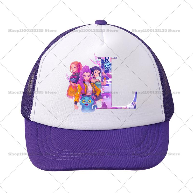 Kpop Demon Hunters Girl Baseball Cap Kawaii Sun Hat Parent Child Couple Casual Outdoor Hats Peaked Birthday Gift 26letters Round Sensory Compression
