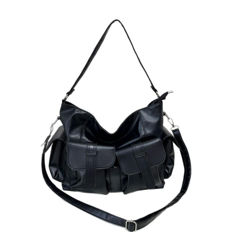 Vintage-Style Large Capacity Crossbody Bag With Multiple Pockets PU Leather Shoulder Daily Use