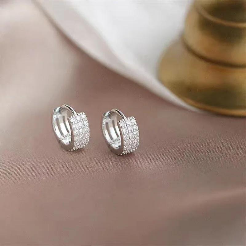 925 Silver Hoop Earrings for Women Shiny CZ Gold Silver Jewelry Gifts