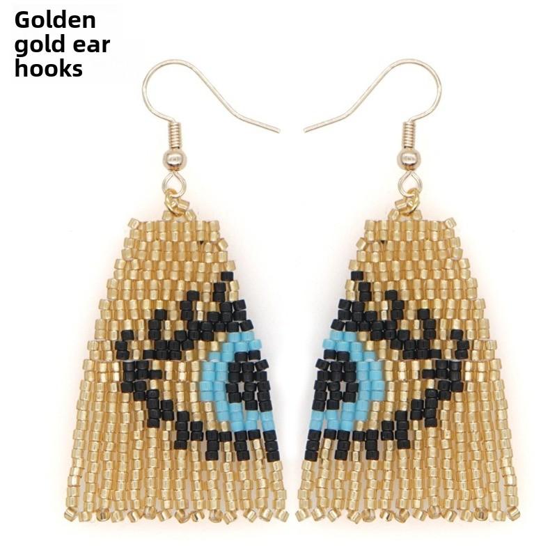 Summer tassel earrings - luxurious & chic, hand-woven ethnic style with rice beads