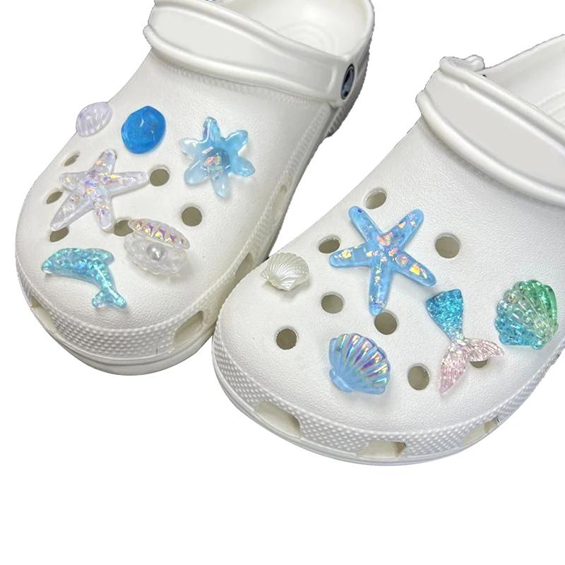 Mädchen Blau Geheimer Seestern Muschel Schuhschnalle Abnehmbar Sommer Schuhdekorationen DIY Geschenk