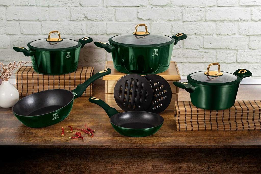 TITANIUM POTS BERLINGER HAUS 10 pcs. BH-6065 EMERALD