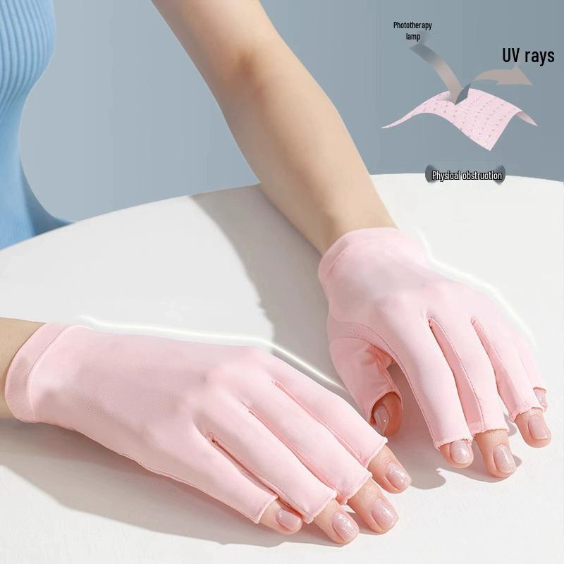 UV Protective Fingerless Manicure Gloves for Nail Curing