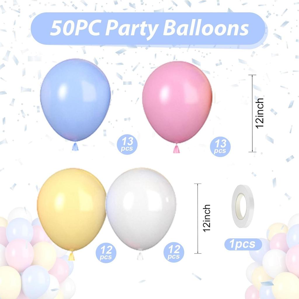 12inch-50pcs blue, pink, and green balloon set, suitable for weddings, birthdays, parties, bridal showers decoration balloons