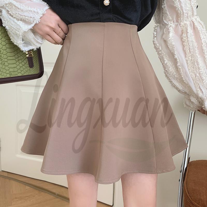 Korean Style Plus-Size Multi-Color High-Waisted Slimming A-Line Skirt for Women