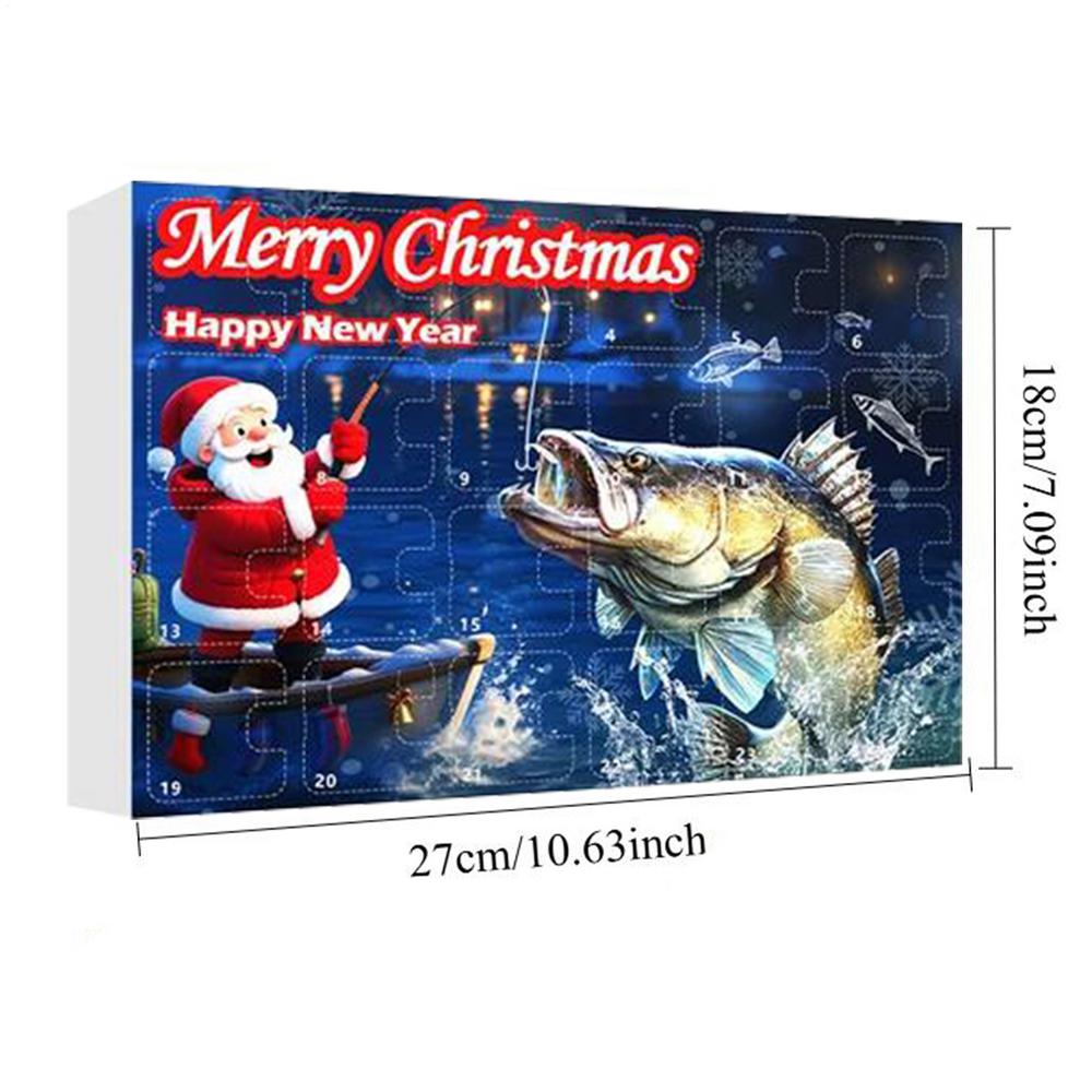 Fishing Lure Calendar Advent 2025 Christmas 24-Day Fish Bait 2025 Holiday Fish Lure Set Countdown Calendar For Boys Boyfriend