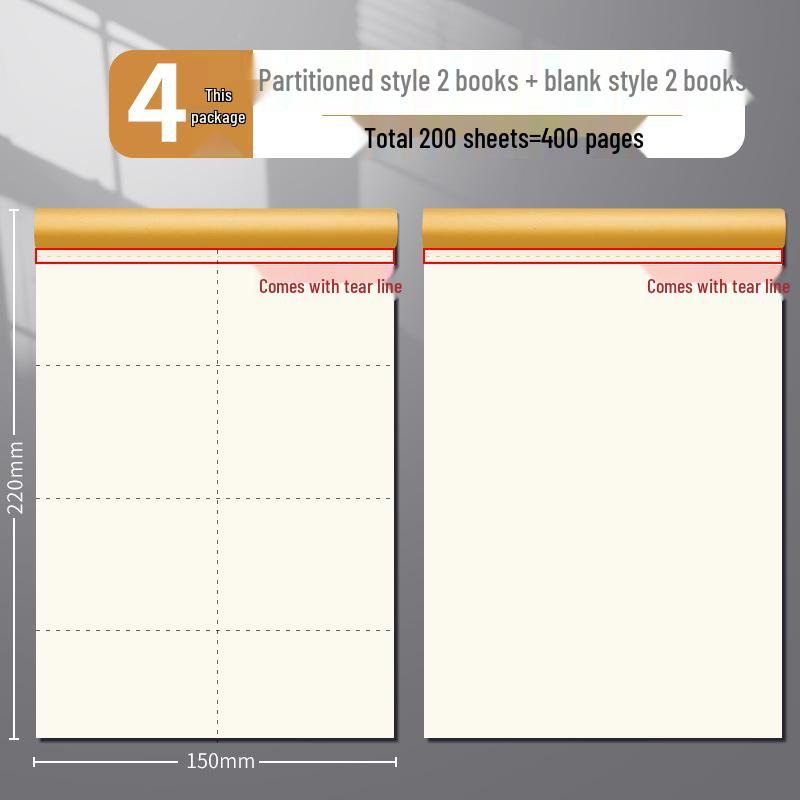 Partitioned Math Scratch Notebook for Students: Elementary To High School - Kraft Cover