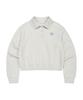WACKY WILLY Women'S Collared Half Button-Up Sweatshirt Oatmeal