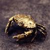 Handcrafted Brasses Crabs Figurine With Openable Shell Miniature Trinket Box For Desktop Display And Tea Table Decors