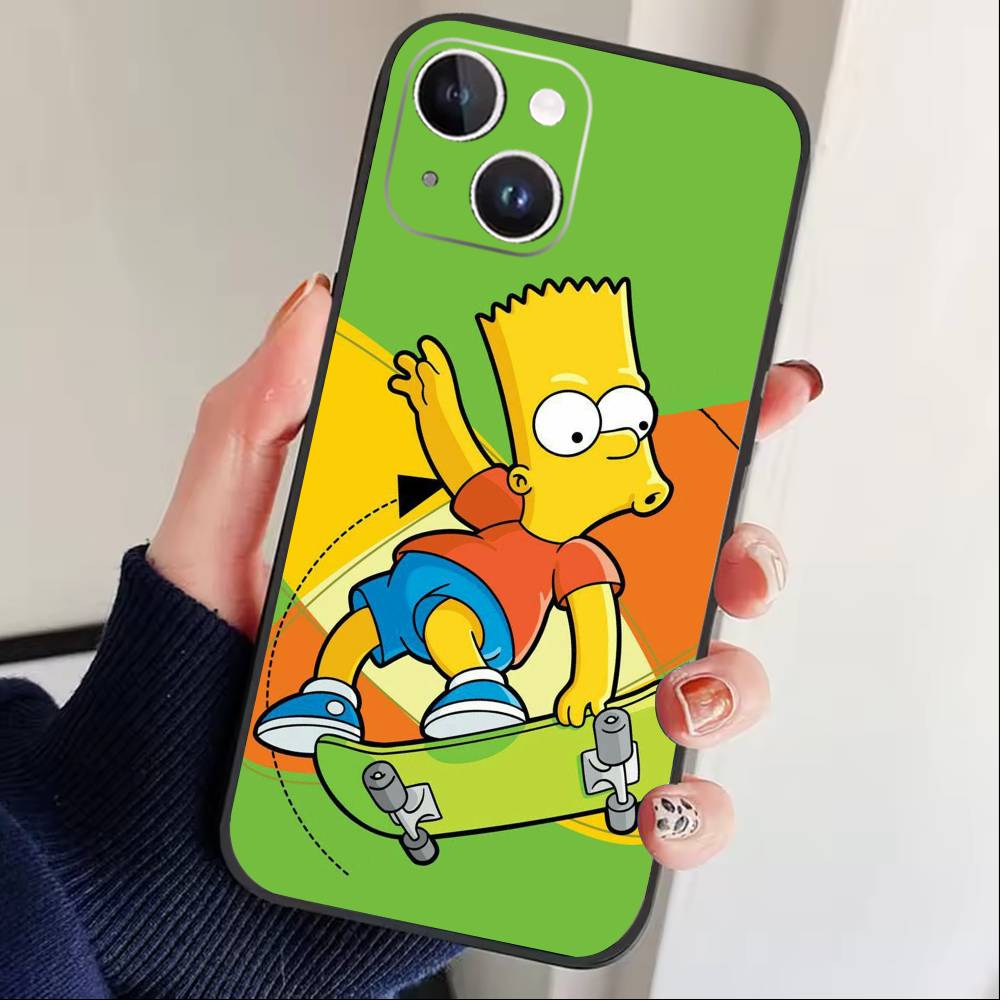

The L-Simpsons Cartoon Phone Case For iPhone 16,15,14,13,12,17,Pro Max,Plus Silicone Black Case iPhone16