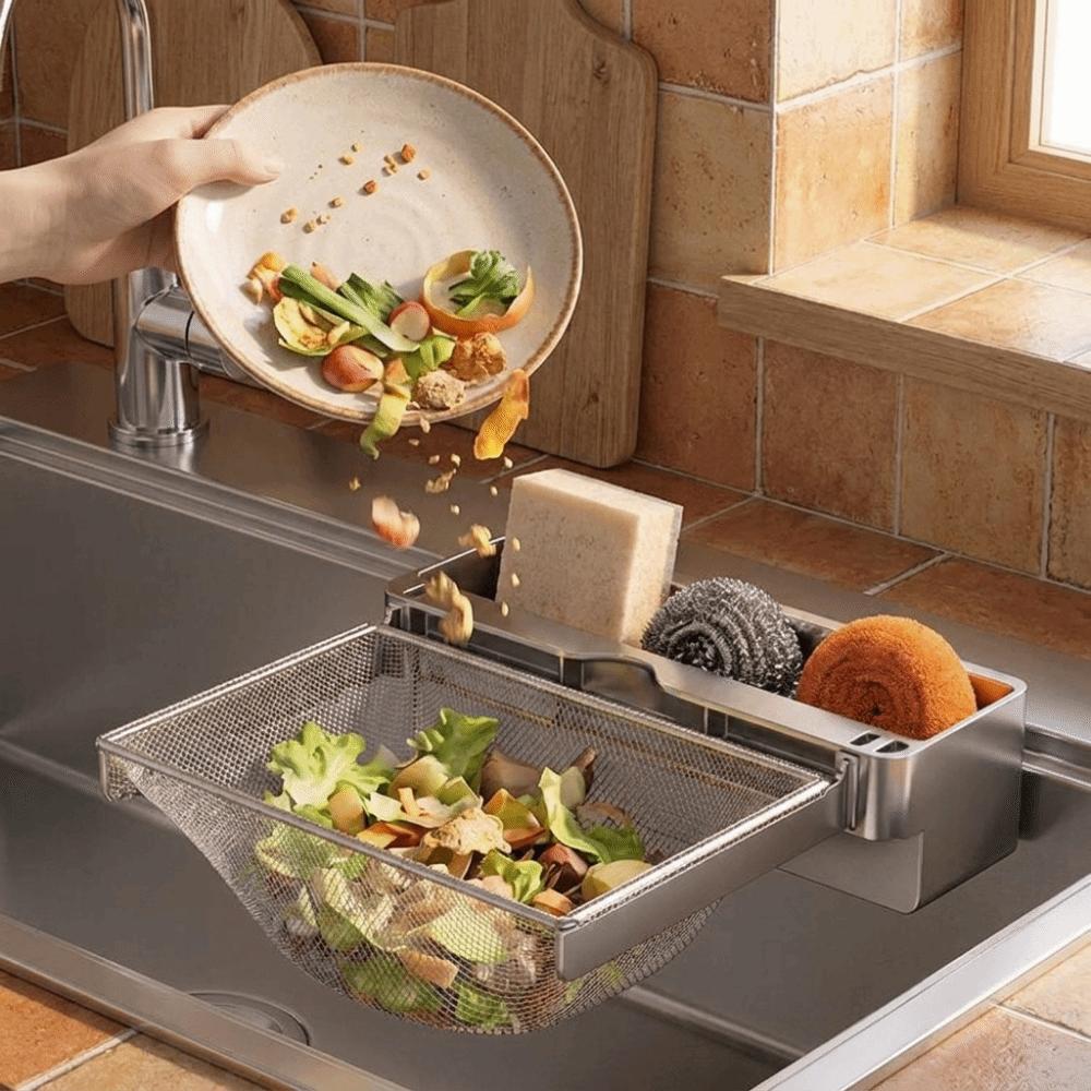 Wall Mounted Sink Drain Rack Carbon Steel Sink Food Strainer Sink Filter Basket for Food Residue