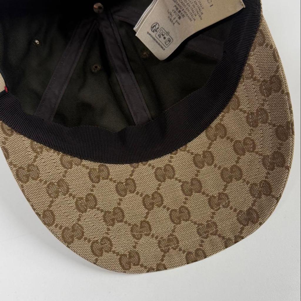 Used GUCCI GG Logo Canvas Cap L Size 59cm