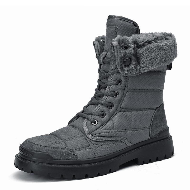 

Snow boots men s autumn and winter large size Northeast warm piled thickened outdoor waterproof and non-slip high-top short boots cotton shoes men 48
