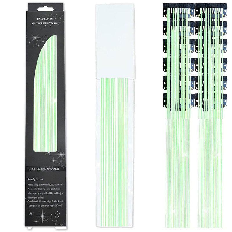 12-delt sett fargerikt hårforlengelse med lasergull tinsel hårfargeboks