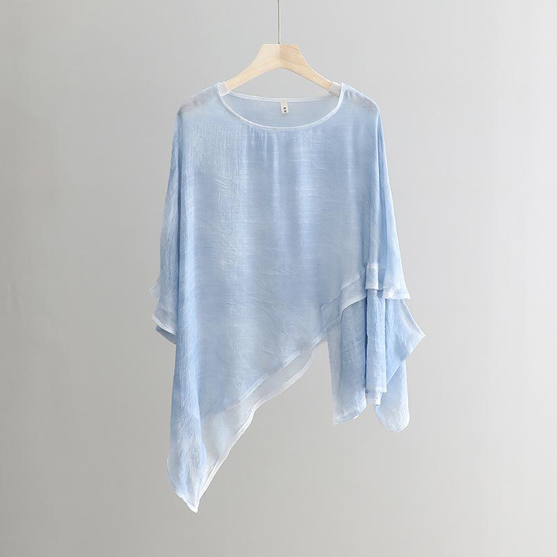 Women's Summer 2025 Irregular Hem Loose Fit Sunscreen T-Shirt