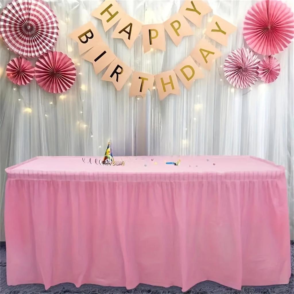 Tablecloth Set Disposable Solid Color Table Cover Table Skirts Rectangular Paper Table Covers With Long Skirting For Party