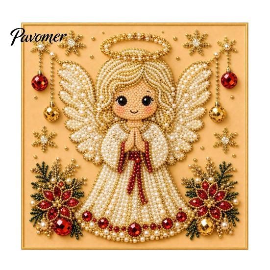 Relaxing Hobby for Adults Xmas Faux Pearl Painting Kit, Christmas 3D Art DIY Winter Scene Set Holiday Craft Project Adults, Festive Home Wall Decor