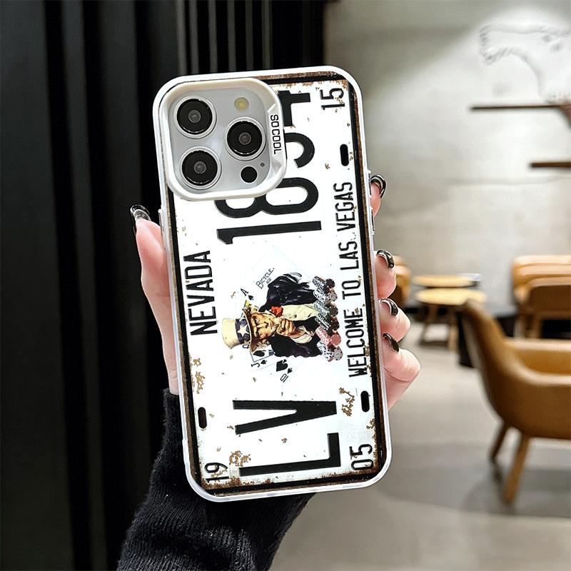 

Retro Vintage License Plate Soft Phone Case for iPhone 15 16 17 Pro Max 17Air 16E 14 Plus 13 12 Mini Shockproof Cover Back Shell iPhone 12