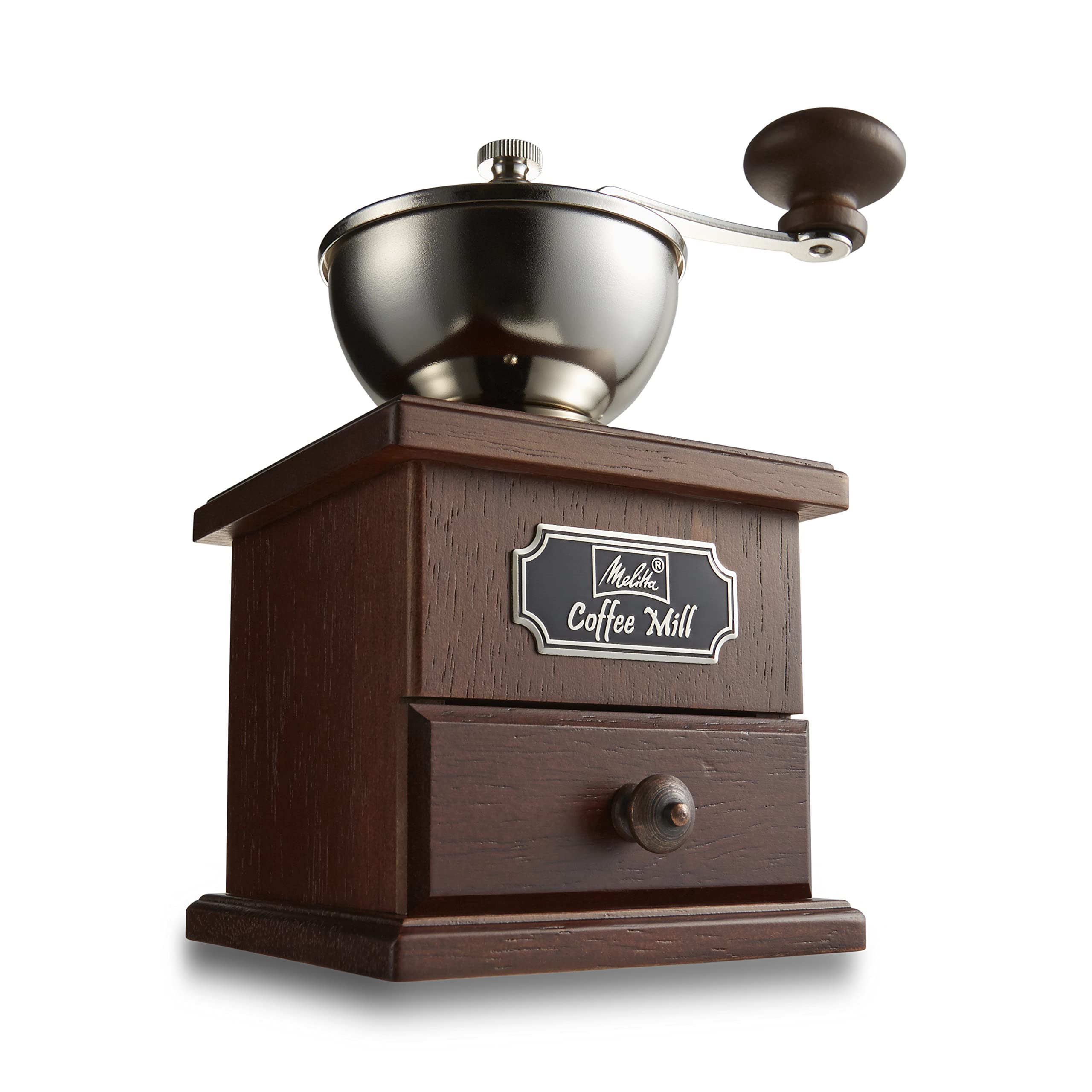 

Melitta MJ-0503 Coffee Mill, Hand Grinder, Manual, Wooden, Classic Style, Brown