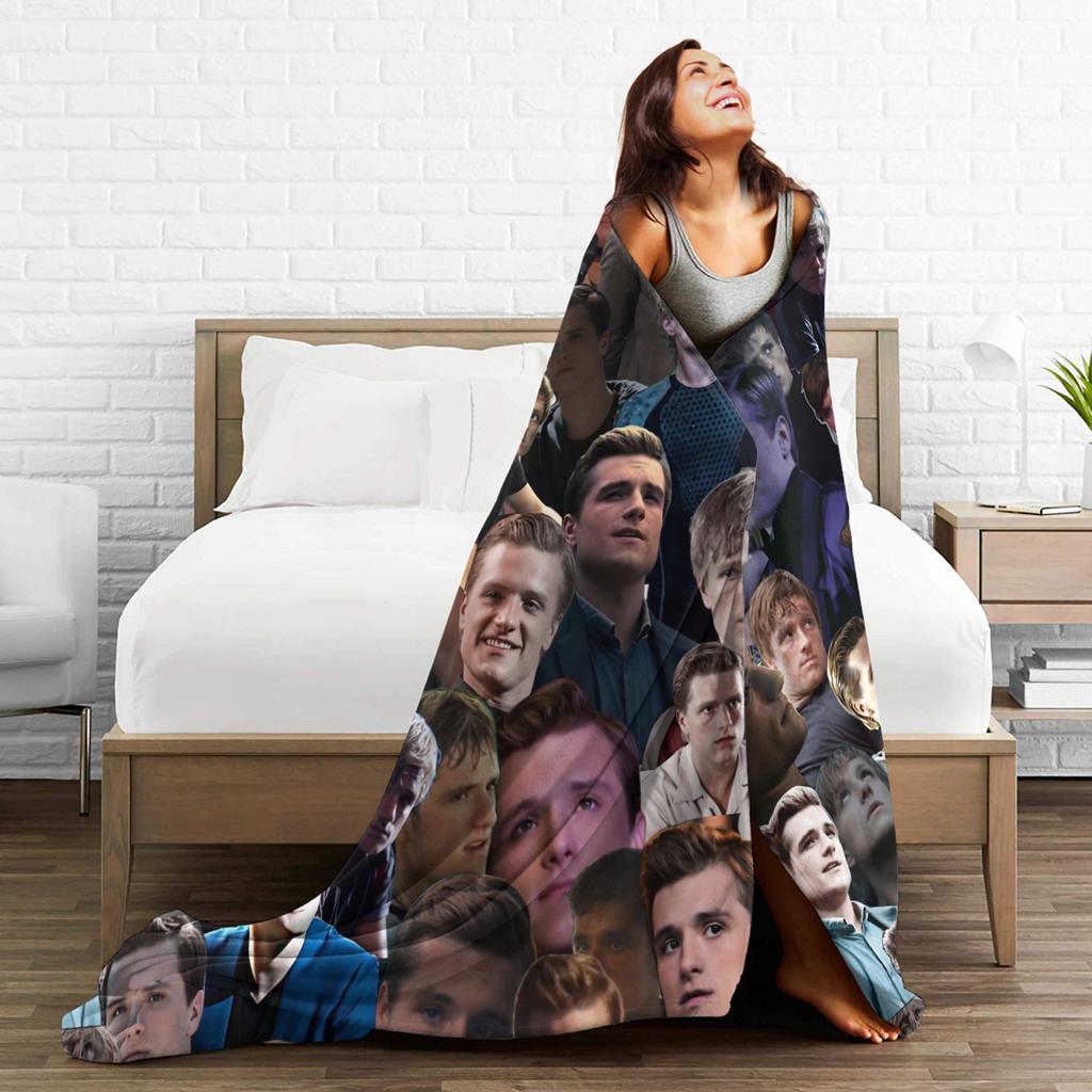 Hunger Games Peeta Mellark Blanket Cover Flannel Josh Hutcherson Lightweight Thin Throw Blanket for Sofa Couch Quilt Portable
