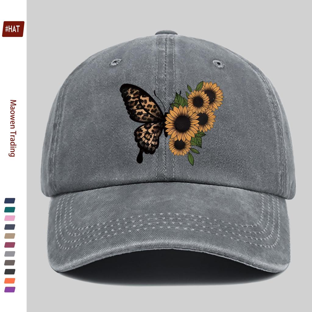 Pc Unisex Sunflower And Butterfly Print Baseball Cap with Fashion Floral Design Sun Hat Party Decor Hat Comfortable Lightweig