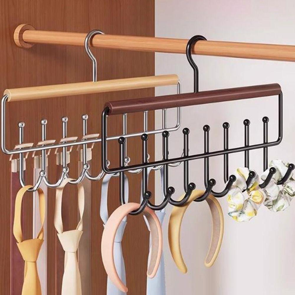 2 Pieces 16 Hook Wooden Clothes Drying Rack Anti-slip Rotatable Women Storage Bra Hangers Large Capacity Space Saving