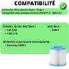 Pool Filter Cartridge Type I/Type 1 [Pack 4] Compatible Bestway 58093 Flowclear 58381 - 9 X 7.8 Cm Phonillico®