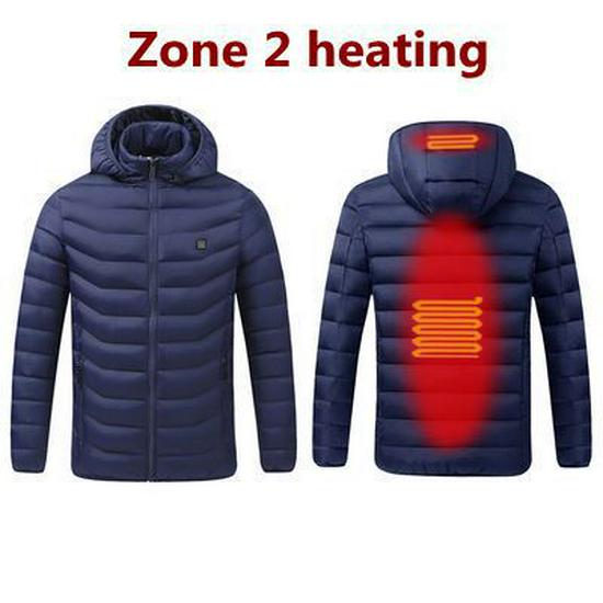

USB-Rechargeable Heated Winter Jacket - Men s 2/4/9-Piece Smart Heating Cotton Coat XL