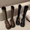 Fashion 2025 Women's Fashionable and High-quality Long Boots Large Size Spring New Coarse Heel Knight Boots Round Toe Rubber Outsole