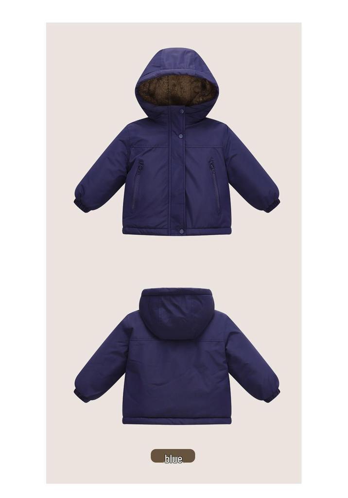 New Style Down Cotton Jacket for Boys and Girls - Thick Fleece-Lined, Hooded Coat for Children