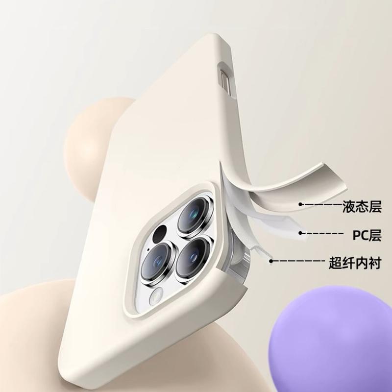 Custodia magnetica per telefono in silicone liquido originale grigio titanio per iPhone 16 15 14 13 Pro Max Plus magsafe ricarica cover posteriore morbida