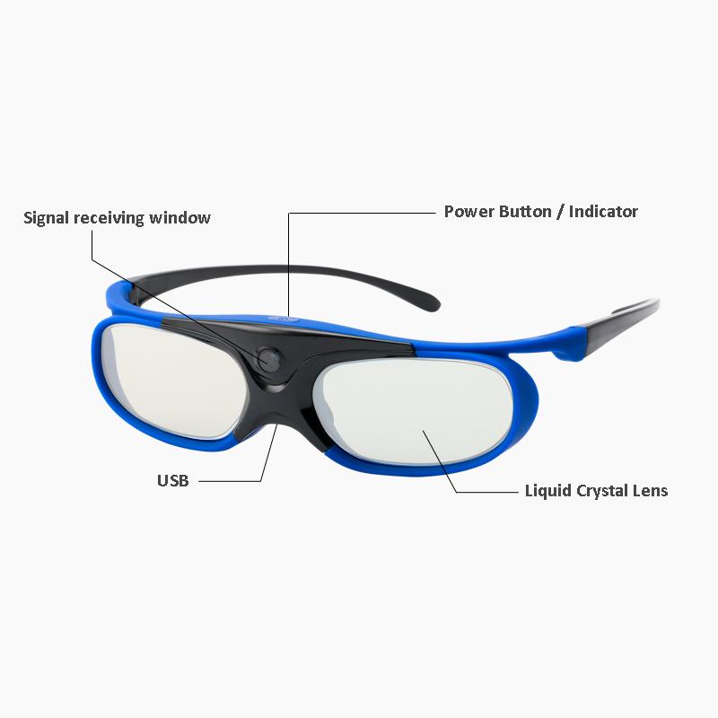 Active Shutter 96-144HZ Rechargeable 3D Glasses For BenQ Acer X118H P1502 X1123H H6517ABD H65108D Optoma JmGo V8 XGIMI Projector