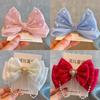 Pearl Bow Girl Headwear Mesh Velvet Hair Clip Party Girl Dance Hair Accessory Hair Clip Red Cute Little Girl Hair Accessories