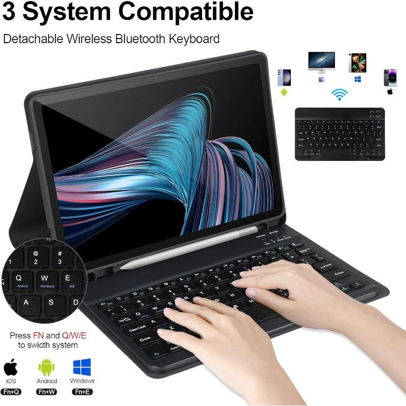 Samsung A9+ Tablet Leather Case with A11plus Magnetic Bluetooth Keyboard