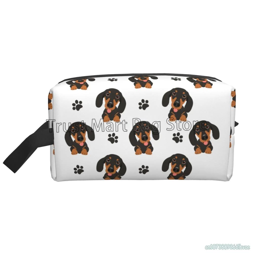Niedliche Dackel Reise-Kosmetiktasche für Damen Große Make-up-Tasche Wasserdichter Toilettenartikel-Zubehör-Organizer für Damen Mädchen