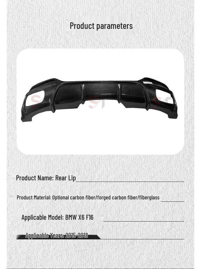 BMW X6 F16 Carbon Fiber Rear Bumper Diffuser 3D Style Lip Kit