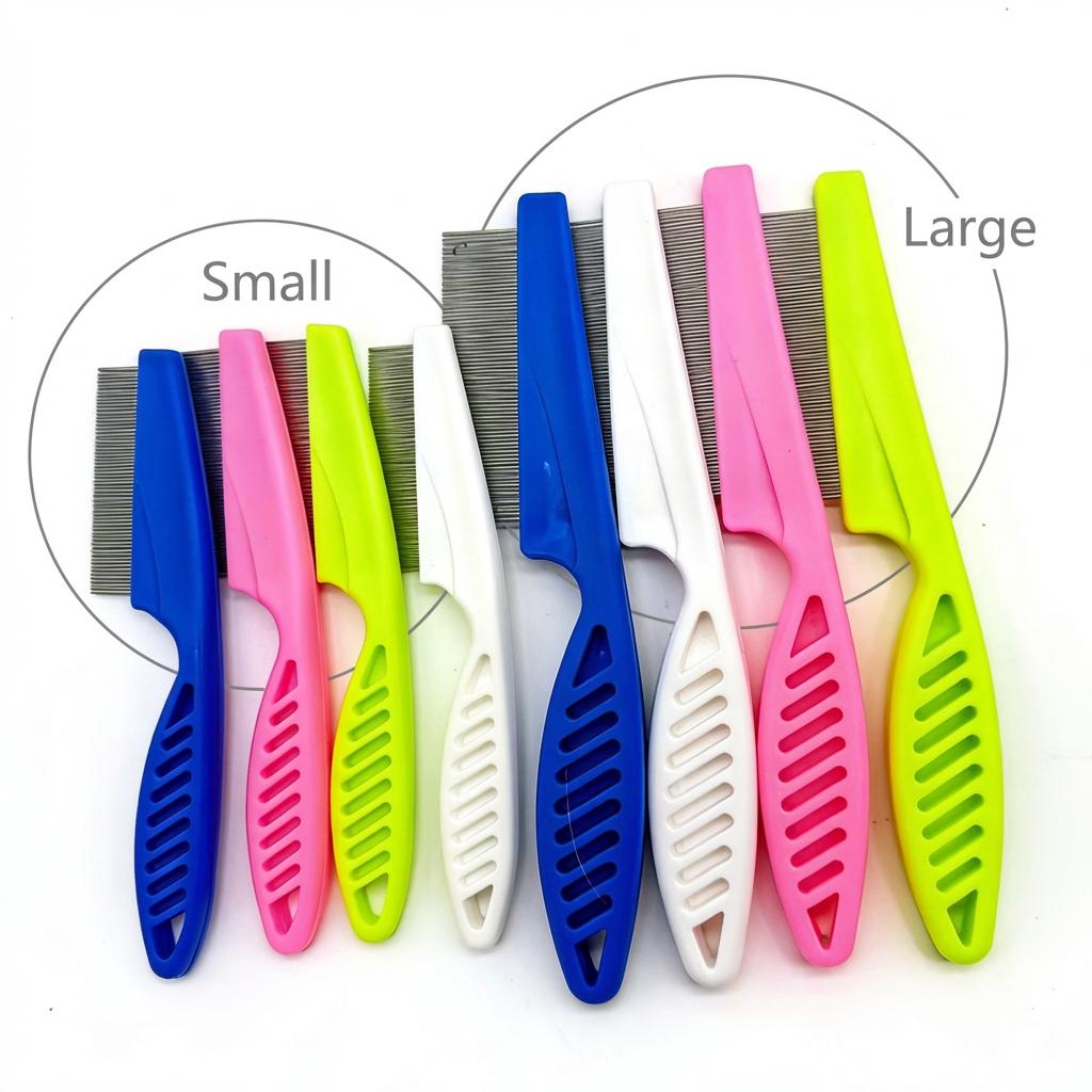 2 in 1 Soft Stainless Steel and Plastic Safe Lice Comb & Brushes for Cats & Dogs Easy Use to Remove Nits