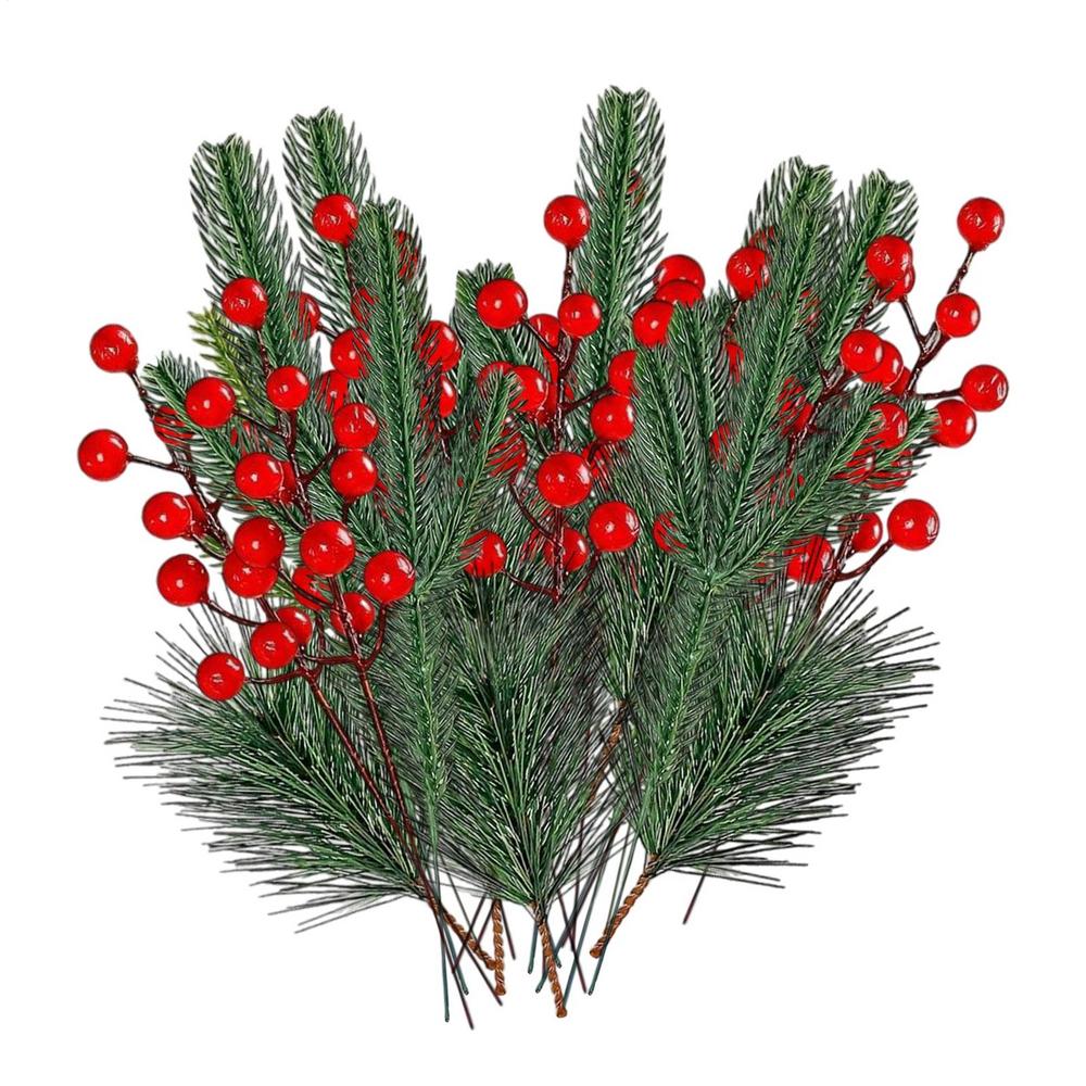 Искусственные ветки сосны 60 шт. Искусственные зеленые растения Рождественские растения с эффектом настоящего прикосновения Хвоя сосны Для улицы и помещений Крыльцо