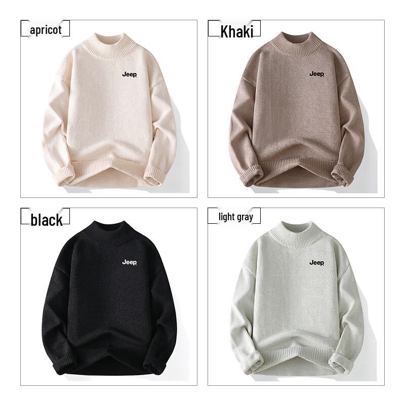 JEEP Men's Half-High Collar Long Sleeve Knit Sweater