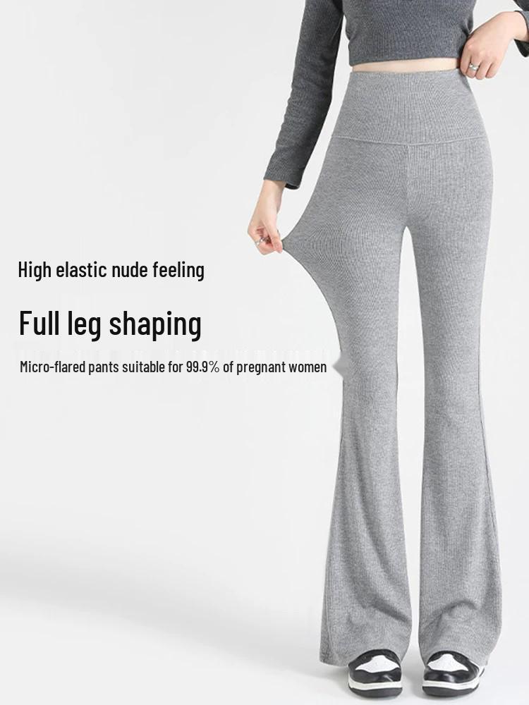 Plus Size Micro-Flare Maternity Pants - Casual, Wide-Leg, No Tummy Support, Slimming, Non-Constricting, Spring/Summer Wear